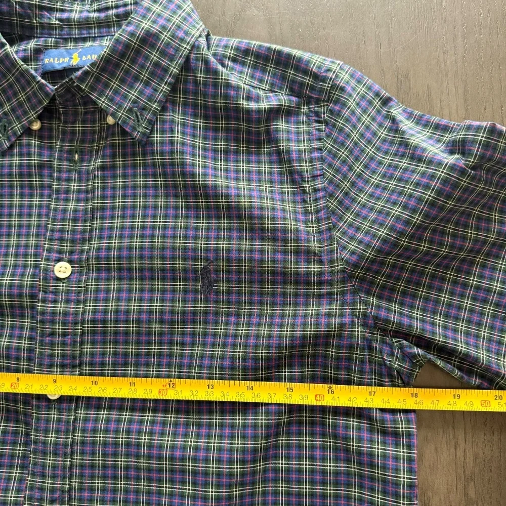 Ralph Lauren Boys Long Sleeve Plaid Cotton Logo‎ Shirt Size L(14/16)